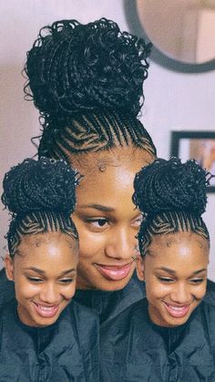 (cornrows in the front with knotless braids at the backmyhandworksInstagram Hairstyles Straight Up, Hairstyles Straight Up Braids, Cornrow And Knotless Braids Hairstyles, Braids In Front Braids In Back, Straight Back And Braids Hairstyle, Cornrows With Accessories, Cornrows In Front Braids In Back, Cornrow Afro Ponytail Hairstyles, Straight Back With Knotless Braids