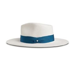 Specs: Material - 100% Authentic Handwoven Panama Color - Bleached White Crown - 4 3/4" telescope Brim - 3 1/2" flat Ribbon - 1 1/2" Turquoise The limited edition White Panama Stud by Bellissimo Hats is a one-of-a-kind wide brimmed summer fedora accented with a sparkling stud on the ribbon. Not only is the White Panama Stud a rare find for hat collectors, but it is also one of the best all-around summer fedoras for fashionable consumers. If you’re looking for a dramatic look, we offer the White Summer Fedora, White Crown, Dramatic Look, White Hat, Casual Attire, The Limited, Wide Brimmed, Fedora, Panama