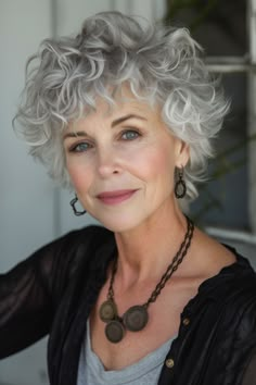 79+ Curly Hairstyles for Women Over 60 Short Curly Gray Hair Over 50, Curly Bobs For Older Women, Curly Updos For Medium Hair, Going Grey