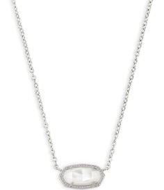 From Kendra Scott&#x2C; this necklace features:A dainty stone and delicate metallic chain combine to create the Elisa Pendant Necklace&#x2C; your new favorite wear-anywhere accessory. This pendant necklace can be paired with any look&#x2C; providing that extra touch of timeless style. Make the Elisa Necklace a staple in your wardrobe and you will not be disappointed.Pendant necklaceRhodium plated over brassLobster claw closureApprox. 0.63" L Elisa Necklace, Elisa Pendant Necklace, Kendra Scott Necklace Elisa, Kendra Scott Elisa, Kendra Scott Necklace, Silver Plated Necklace, Kendra Scott Jewelry, Accessories Jewelry Necklace, Dainty Jewelry