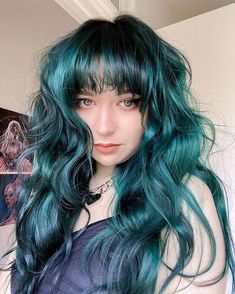 Teal Hair Color, Shaggy Haircut, Amber Hair, Sunset Hair, Undercut Long Hair