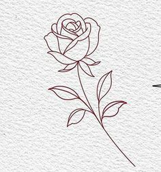 a drawing of a single rose on white paper