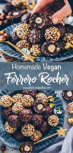 homemade vegan ferero rocher cookies on a plate