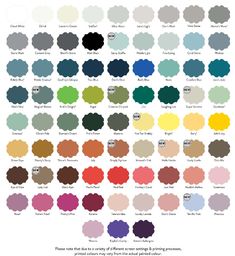 the color chart for different shades of paint