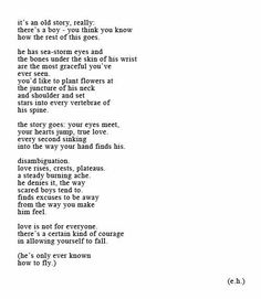 a poem written in black and white with the words, it's an old story