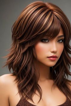 Medium Layered Haircuts Over 50, Face Framing Layers With Bangs, Rocker Hair, Medium Hair Styles For Women, Haircuts For Medium Length Hair, Layered Haircuts For Medium Hair, Bangs With Medium Hair, Hairstyles For Layered Hair, Hairdos For Short Hair