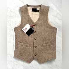 This Sale Is For A New With Tags Nwt Asos Wool Harris Tweed Waistcoat Vest - Brown Herringbone - 40 Chest. This Vest Is In New/Unworn Condition And Still Has The Original Tags Attached (See Pictures!) The Vest In The Pictures Is The Vest You Will Get. Please Look At All Pictures And Ask Any Questions You Might Have Before Buying. Thanks For Looking! Campus Fashion, Asos Menswear, Herringbone Suit, Men Bodies, Tweed Waistcoat, Tweed Vest, Mens Suit Vest, Brown Tweed, Grey Vest