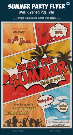 an advertisement for a summer party flyer