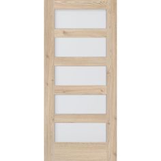 a wooden door with white glass panels