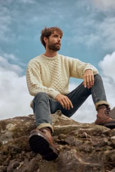 The Inisheer Traditional Aran Sweater is a timeless addition to your wardrobe. Made with 100% Merino wool, the quality of this authentic Irish gem cannot be rivalled, its is a true Irish hero Aran piece.

Much like its namesake, the Inisheer Aran Sweater captures the essence of Ireland in all of its glory. With a beautiful combination of traditional Aran stitches such as honeycomb, moss and cable, this piece is inspired by the past while remaining firmly rooted in the present. Irish Style Men, Man Fall Outfit, Mens Casual Outfit, Aran Stitches, Mens Fall Outfits, Sweater Outfits Men, Irish Fashion, Aran Sweater, Fall Outfits Men