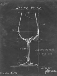 a drawing of a wine glass on a blackboard