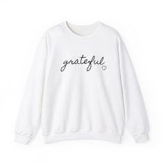 🌟 Dress in Gratitude Every Day with Our Minimalist 'Grateful' Sweatshirt – Where Simplicity Meets Serenity! 🍂 Elevate your everyday style with our 'Grateful' sweatshirt – a chic, minimalist masterpiece designed to remind you of life's beautiful moments. This isn't just clothing; it's a cozy expression of gratitude, perfect for embracing the simple joys that make every day special. ✨ 👚 Gratitude, Inspirational Shirt, Women Shirt, Ink and Quotes, Gratitude Shirt, Minimalist Shirt, Cute Gratitud