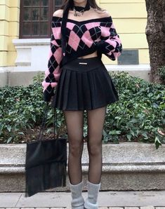 Pastel Goth Outfits, Goth Outfit, Cute Shopping, Pastel Goth Fashion, Argyle Sweater, Cute Anime, Goth Outfits, Alternative Outfits