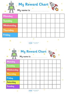 reward chart for kids to use in the classroom