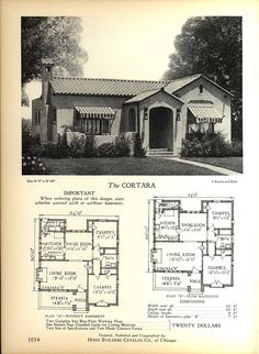 an old house is shown with two different floor plans