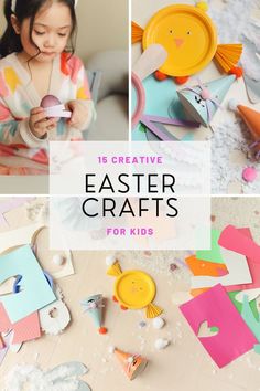 a collage of easter crafts for kids