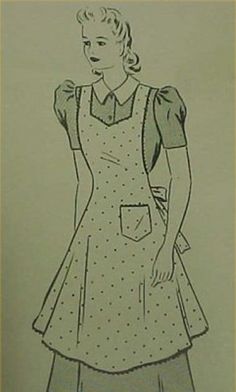 a drawing of a woman wearing an apron