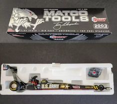 an image of a toy race car in the packaging for it's display case