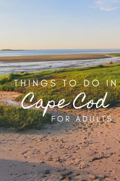 a beach with the words things to do in cape god for adults