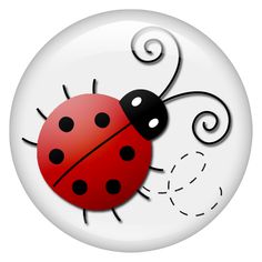 a red ladybug sitting on top of a white button