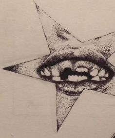 a drawing of a star with open mouth and teeth