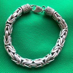 Heavy Byzantine Sterling Silver 9.5” Long Bracelet Marked 925 On The Lobster Claw Clasp Byzantine Sterling Silver Bracelet, Silver Byzantine Sterling Silver Bracelet, Long Bracelet, The Lobster, Mens Accessories Jewelry, Silver Man, Lobster Claw, Mens Accessories, Bracelet