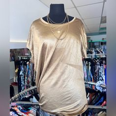 Gold Metallic Tunic Top , Can Be Worn As A Dress Chic Gold Beach Tops, Chic Gold Beach Top, Gold Tunic Kaftan, Elegant Silk V-neck Tunic, Gold V-neck Tank Top For Summer, Glamorous Metallic V-neck Top, Bohemian Silk V-neck Tunic, Tunic Top, A Dress