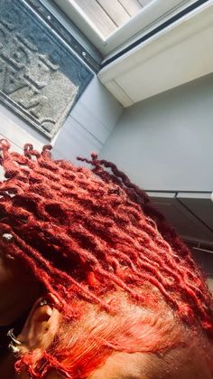 #locs Starter Love Styles, Ginger Hair Black Women Locs, Instant Locs Black Women, Colors For Locs, Dark Purple Locs, Dyed Dreads Black Women, Cherry Red Locs, Bob Locs Styles, Red And Black Locs