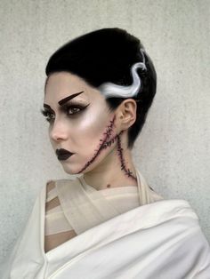 Frankensteins Monster Costume, Modern Bride Of Frankenstein, Bride Of Frankenstein Make Up, Bride Of Frankenstein Makeup Tutorial, Monster Costume Woman, Frankenstein Bride Makeup, Frankenstein Costume Men, Frankenstein Costume For Women, Frankenstein Makeup For Men