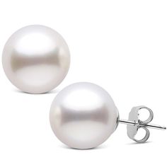 12.0-13.0 mm AAA White South Sea Pearl Stud Earrings wg South Sea Pearls Earrings, Black Gold Jewelry, Pearl Accessories, Sea Pearl, Earrings 3, Round Stud Earrings, White Gold Earrings, White Jewelry, Sea Pearls