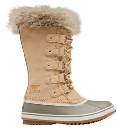 Please Note: Shoes may not ship in original box Face frigid temps and snowy weather in comfort and style with the classic SOREL® Joan of Arctic waterproof winter boots. Sizing tip: Runs true to size. WEATHER-READY PERFORMANCE: Seam-sealed waterproof construction wards off wetness and snow Comfort rating: Down to -25°F/-32°C DESIGN: Full-grain leather and suede upper gives a classic look Removable 6mm recycled felt InnerBoot can be cleaned as needed 2.5mm bonded felt frost plug midsole provides insulation Handcrafted waterproof vulcanized rubber shell with herringbone outsole ensures stability and grip ADDITIONAL DETAILS: Shaft height: 12'' / 30.5 cm Weight: 31 oz / 874 g Snowy Weather, Sorel Joan Of Arctic, Sorel Joan, C Design, Waterproof Winter Boots, Outdoor Boots, Sorel Womens, Full Grain Leather, Winter Boots