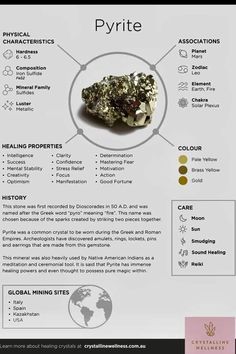 Crystal Properties, Crystal Guide, Pyrite Crystal, Meditation Crystals, Crystal Healing Stones