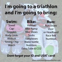 a poster with the words i'm going to a triathlon and i'm going to bring