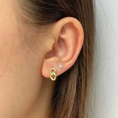 Tiny, classic curb chain earrings. Perfect for first or second piercings.  - 925 sterling silver, plated with 18k gold  - Push back post  - Earring height: 11 mm  - Earring width: 5 mm Also available in silver: https://www.etsy.com/ca/LittleGoldLuxe/listing/1034590493/curb-chain-earrings-white-gold-925?utm_source=Copy&utm_medium=ListingManager&utm_campaign=Share&utm_term=so.lmsm&share_time=1623421947496 ❥ Our pieces are hypoallergenic and made to last a lifetime. Wear our jewelry in the shower, Yellow Gold Sterling Silver Earrings With Adjustable Chain, Elegant Everyday Gold-plated Piercings, Elegant Yellow Gold Piercings For Everyday, Elegant Yellow Gold Everyday Piercings, Elegant Everyday Yellow Gold Piercings, Trendy Yellow Gold Cartilage Earrings As Gift, Gold Fine Jewelry Piercings, Tarnish Resistant, Classic Gold Plated Earrings With Adjustable Chain, Gold Tarnish Resistant Piercings In Fine Jewelry Style