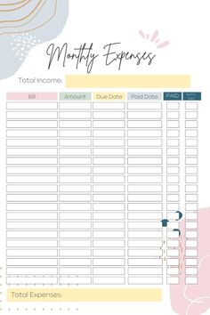 monthly bills printable free budget spreadsheet Monthly Expenses Tracker, Bill Organization Printables, Printable Meal Planner Monthly, Expense Tracker Printable, Bill Tracker Printable, Expenses Tracker, Track Expenses, Budget Spreadsheet Template, Monthly Budget Spreadsheet