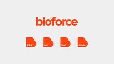 an orange logo with the words bioforce and think, act, don't