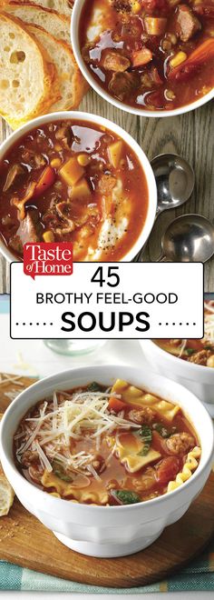 brochures with soups and bread on the side that says, 4e brother tell - good soups