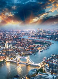 an aerial view of london and the river thames