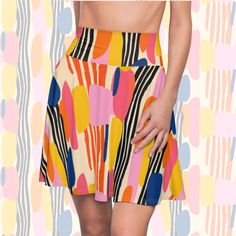 Available in a range of sizes, our circle mini skirt caters to all body types, ensuring a flattering fit for everyone. Embrace the laid-back vibes of summer and make a statement with our retro abstract pattern spandex mini skirts, available in several different pattern designs. 95% Polyester 5% Spandex A versatile fit AOP skater skirt with a cozy, soft touch and a casual look. Inspired by the freedom of creativity, it will instantly become your everyday favorite. Mini Rock, Unique Streetwear, Retro Abstract, Streetwear Summer, Womens Skirts, Different Patterns, Abstract Pattern, Skater Skirt, Casual Looks