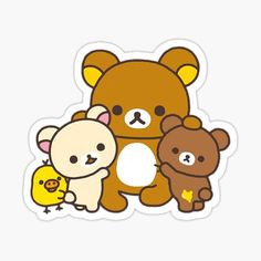 three brown bears and one white bear sticker