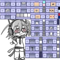 an anime character with headphones on next to a keyboard that has many different types of buttons