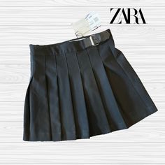 Nwt Black Pleated Skirt Size 8 By Zara This Skirt Is Adorable With A Black Belt Hoop On The Side. Hidden Side Zipper. Black Mini Skirt For School Uniform, Black Pleated School Uniform Skirt, Black Pleated Skirt For School Uniform, High Waist School Uniform Mini Skirt, School Uniform Style Mini Pleated Skirt, Winter School Uniform Style Pleated Skirt, Winter School Skort With Lined Skirt, Black Lined Skort For School Uniform, Black School Uniform Mini Skirt