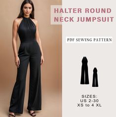 Digital sewing pattern for halter round neck jumpsuit digital sewing pattern ! ✔️ US Sizes: 2, 4, 6, 8, 10, 12, 14, 16, 18, 20, 22, 24, 26, 28, 30 ✔️ Standard sizes: XS, S, M, L, XL, 2XL, 3XL, 4XL/5XL ✔️These templates are suitable for A4, A0 and US Letter size paper. When you purchase this pattern, you will receive a digital (pdf) sewing pattern and instructions. Once your payment processes, you will automatically receive a download links of pattern files. If you have any problem accessing the Sewing Templates For Clothes, Simple Jumpsuit, Jumpsuit Sewing Pattern, Jumpsuit Sewing, High Neck Jumpsuit, Jumpsuit Pattern Sewing, Palazzo Jumpsuit, Sewing Templates, Summer Jumpsuit