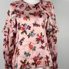 Zara Floral Long Sleeve Blouse Sz M Floral Print Long Sleeve Blouse For Brunch, Long Sleeve Floral Print Blouse For Brunch, Long Sleeve Floral Print Top For Party, Feminine Printed Spring Tops, Spring Printed Top, Feminine Spring Printed Tops, Feminine Printed Tops For Spring, Feminine Floral Print Tops For Fall, Feminine Fall Blouse For Brunch