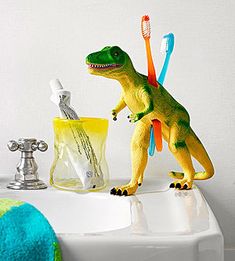 an article in a magazine about toothbrushes and dinosaurs