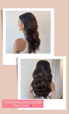 two pictures of the same woman's hair and one is showing her back to the camera