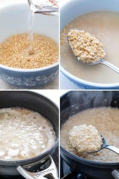 the process of making oatmeal in a pot