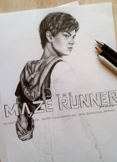 a pencil drawing of maze runner