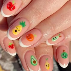 Fruit Nail Art, Trends Nails, Vibrant Nails, Painted Nail Art, Really Cute Nails, Nails For Kids