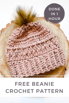 the free crochet pattern for this beanie is easy to make and looks great